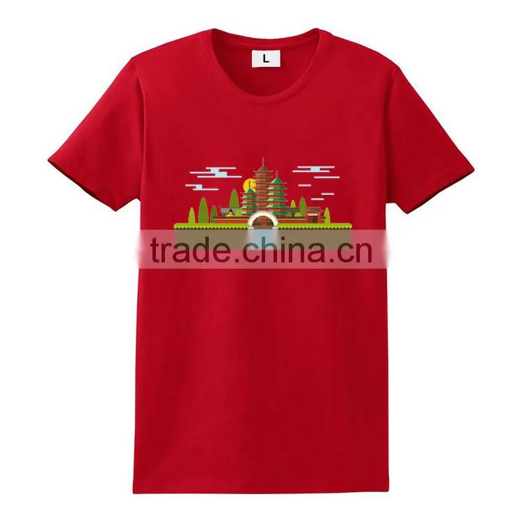 Rounded hem 60% cotton 40% polyester cheap printing muscle fit t shirt