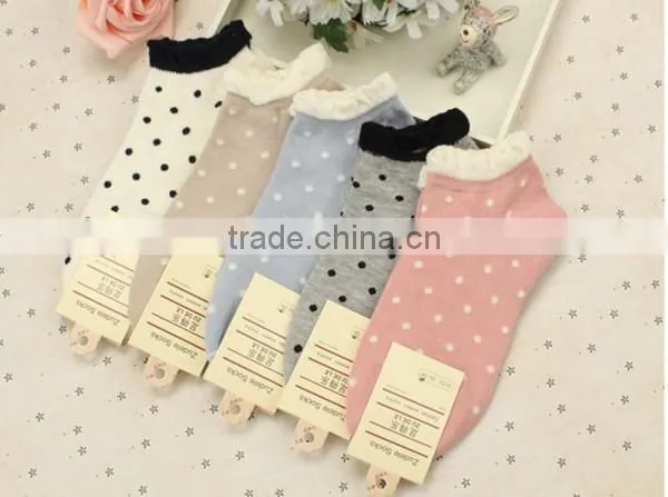 Top sell candy color choice free size dot pattern lovely high quality cute sex young girl tube wholesale socks