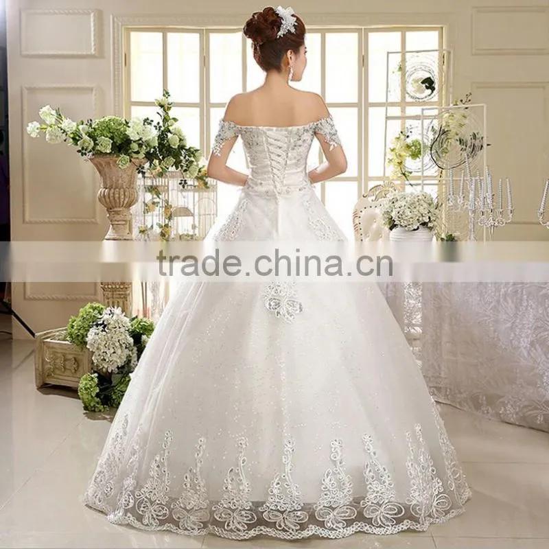 Wholesale korea style beaded lace bridal wedding dress
