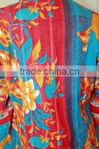 Long, Hand Quilted, Kantha Jacket, Coat -Fully Reversible