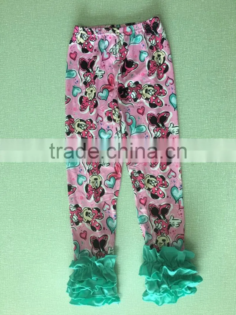 2016 girls boutique clothing baby icing ruffle pants knitted cotton sew sassy pants design icing leggings childrens ruffle pants