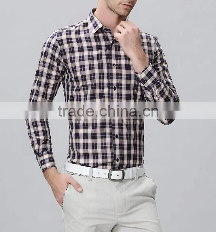 Youth fashion men's shirts delicate plaid design transparent men shirt