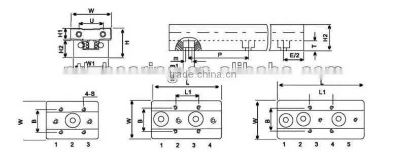 High quality aluminium linear rail SGR15 with block SGB15UU-4
