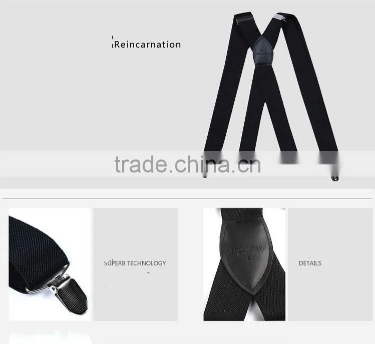 1.5" Wide Solid Color Mens Suspender X Type Undergarment Suspender Brace Casual Business