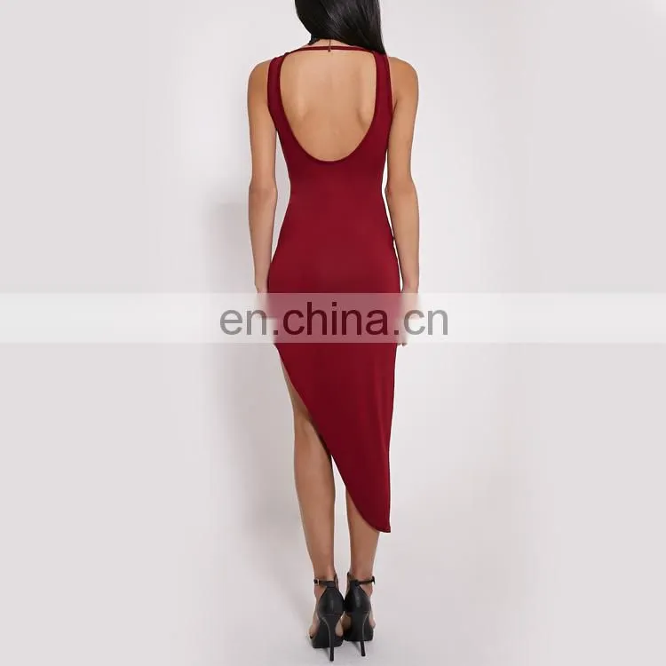 Asymmetric Scoop Back summer women dresses with Clothing Manufacturer
