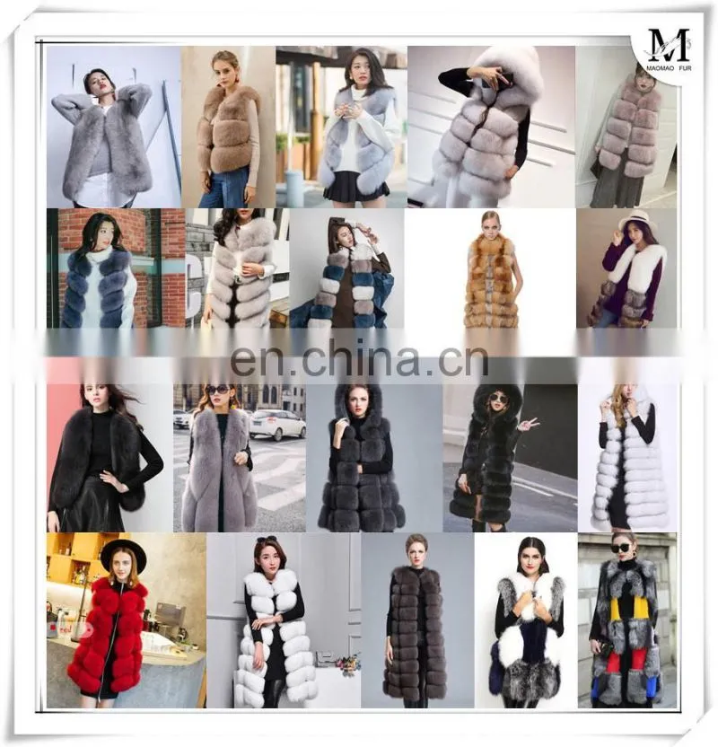 Women's 100% Real Genuine Fox Fur Sleeveless Vest Waistcoat Fur Gilet