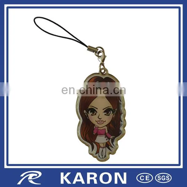 cheap personalized printed brass keychain with epoxy dome