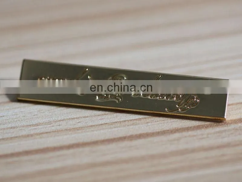 hot selling hardware decorations gold metal labels for clothing and handbag