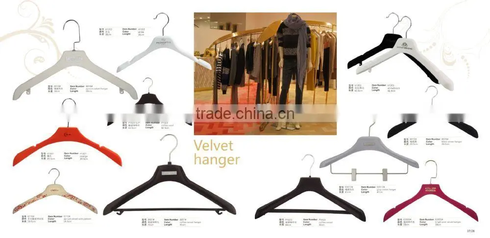 high quality plastic hanger velvet antislip women coat hanger