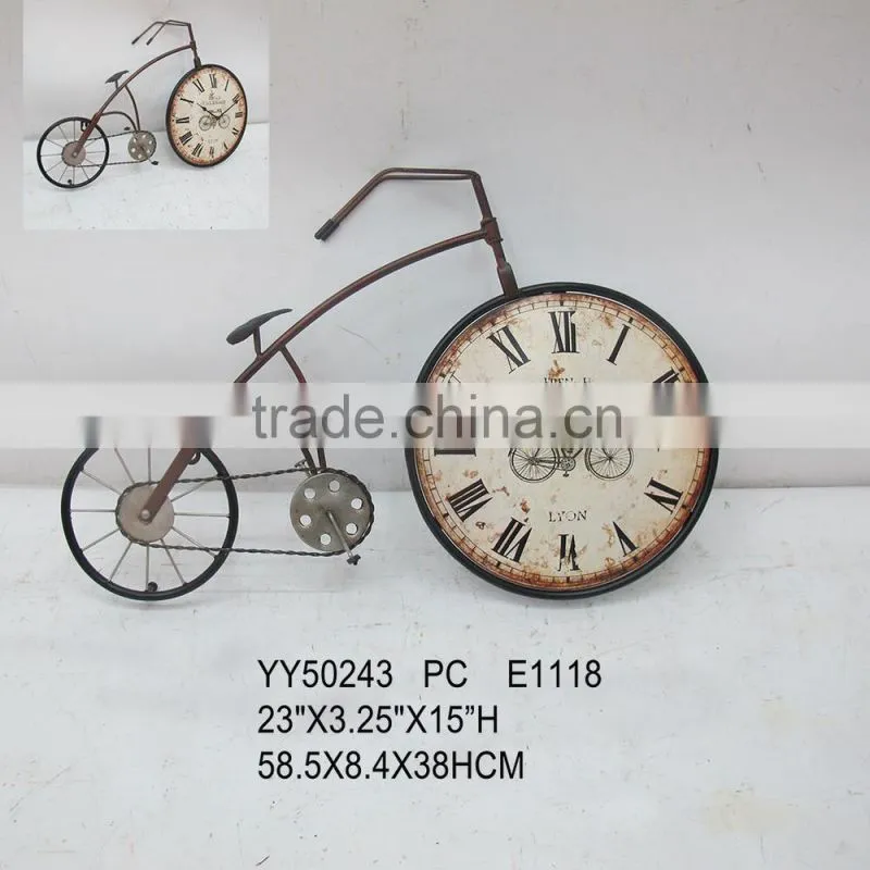 New design vintage bicycle metal table clock, wholesale cheap clock