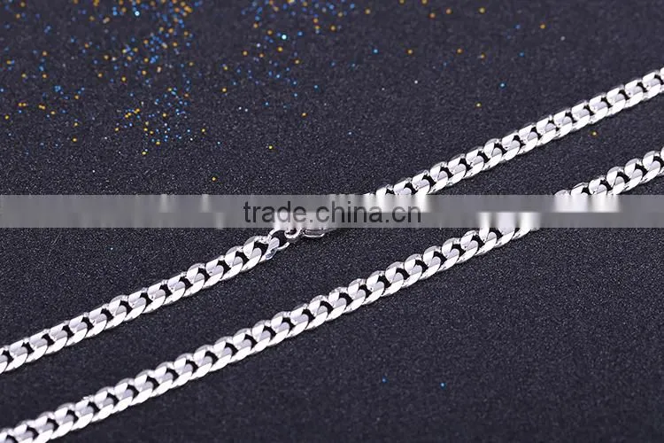 2015 wholesale fashion jewelry rhodium plated curb chain necklace