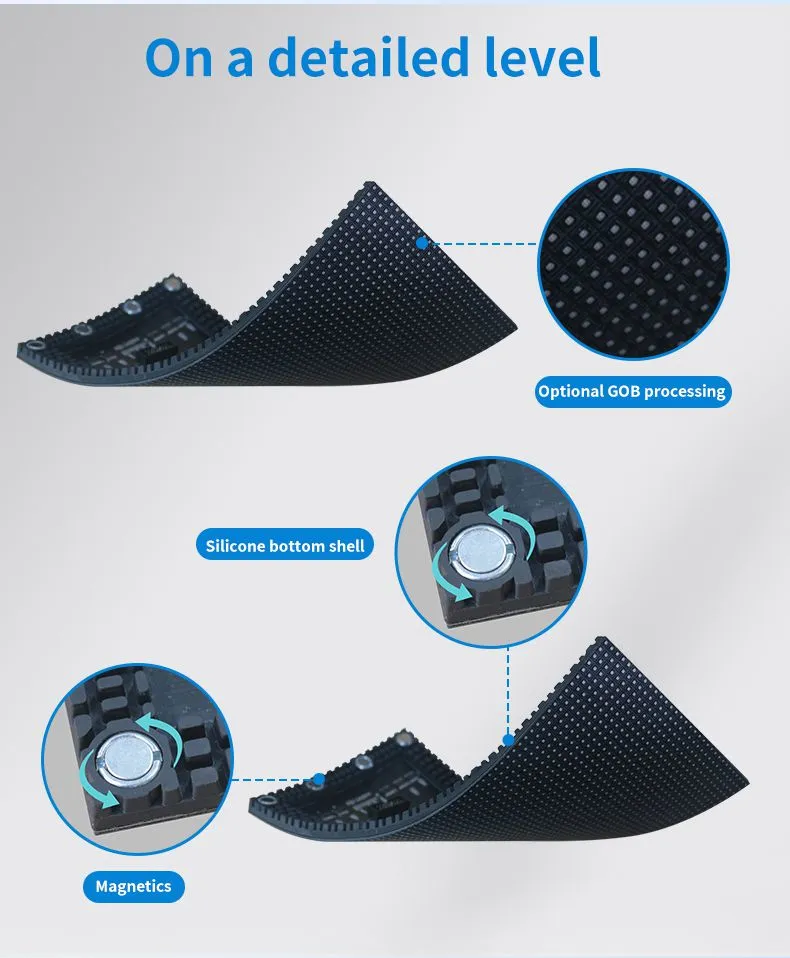 P1.25 P1.53 P1.86 P2 P2.5 P3 Soft LED Modules Flexible Indoor Soft Led Display Module Curved LED Display Screen