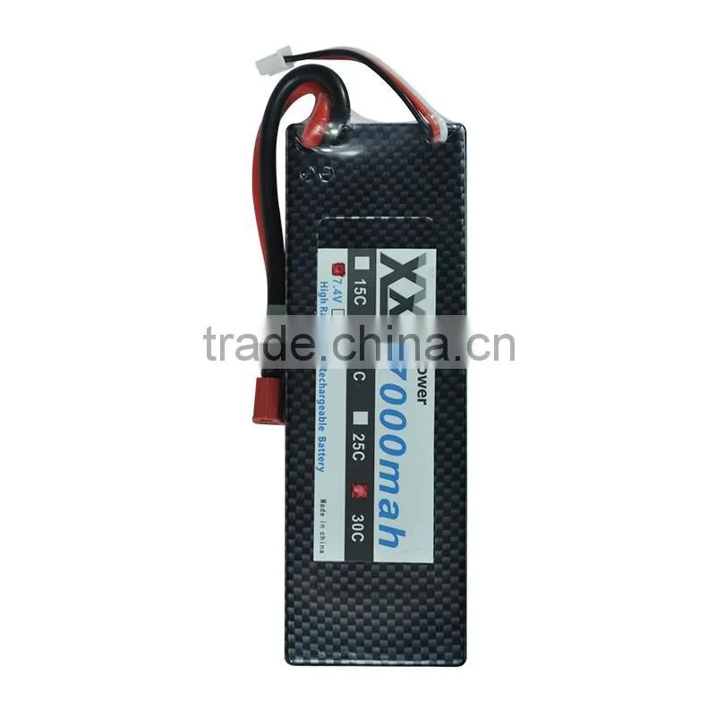 Rechargeable high capacity 7000mah 7.4v li-polymer battery with universal plug