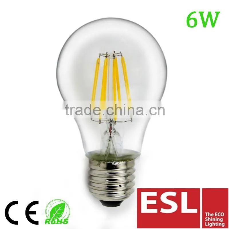 TUV CE ROHS ERP A60 E27 4W 480LM 360 degree led filament bulb
