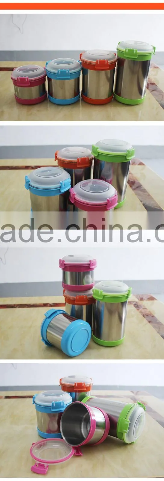 2016 new product colorful kitchen stainless steel canister sets with airtigh lids