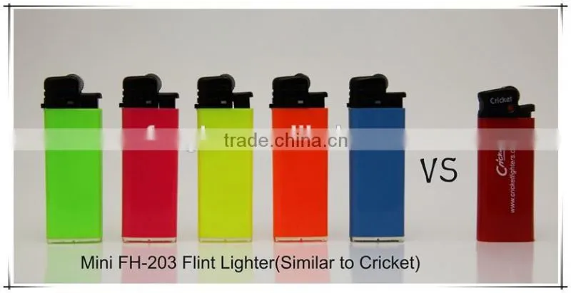 Plastic mini BIC CRICKET flint lighter FH-203 with butane gas neon color