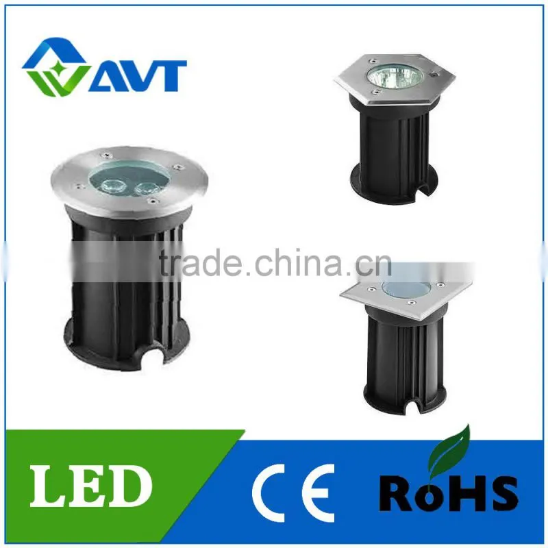 Professional Round &Square Cover Stainless stell Tempered Glass 10mm 3W Undergroud LED light IP67 2500K-6000k
