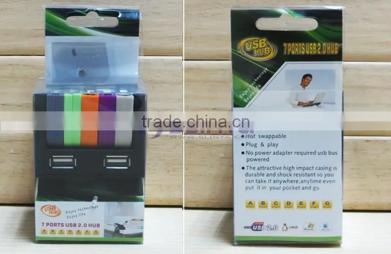 USB 2.0 Drive Port Power Adapter 7 Ports Hub For Computer Laptop Accessory