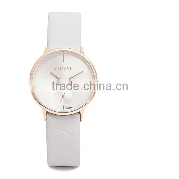 2016 Men Quartz Stainless Steel Back Geniune Leather Wrist Watch