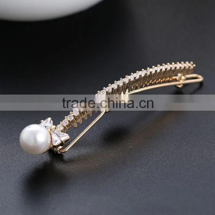 HappyBaby Shinning Pearl Barrettes CZ Diamond Rhinestone Headwear Hair Clips Hairpin Hair Pin BB Clip