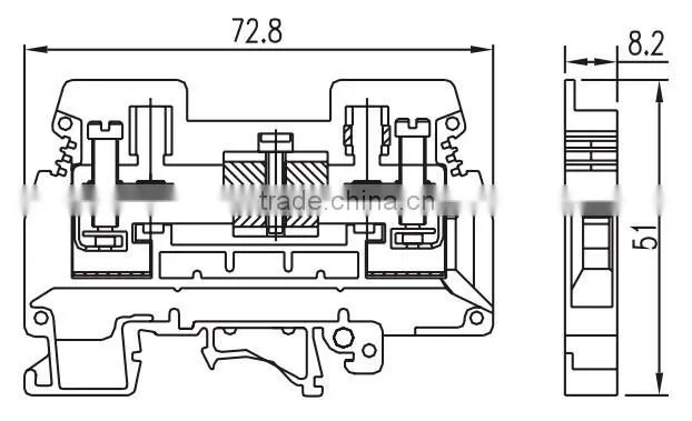 UK6S experimental testing type terminal blocks with din rail