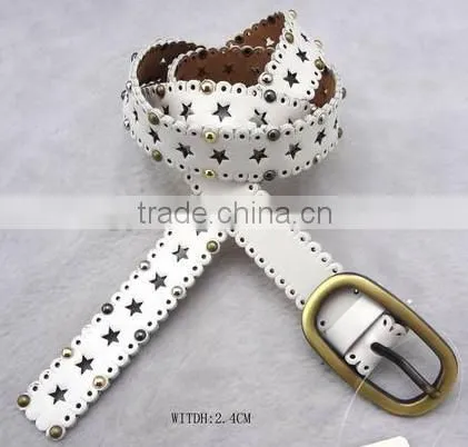 White Color Strap with Studs PU Belt For Women -- E1535