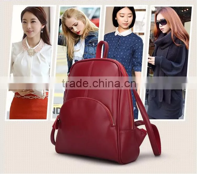 PU leather new fashion backpack multi candy pure colors shoulder bag