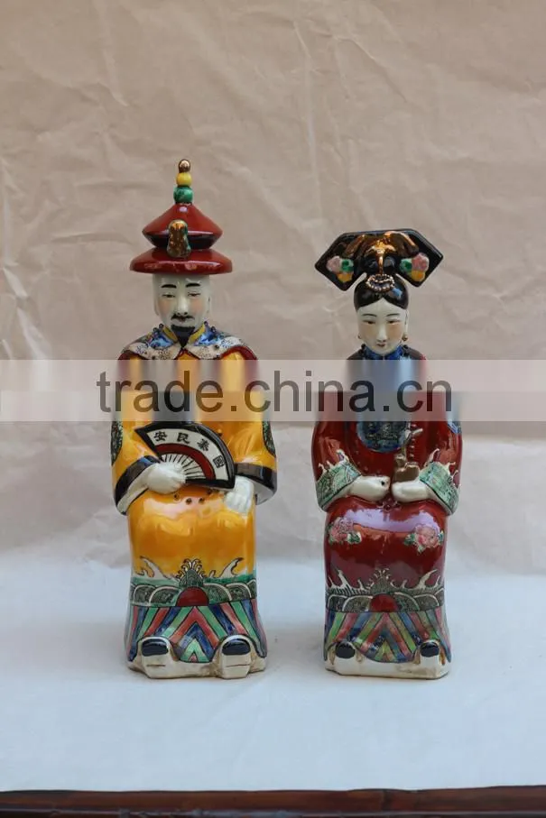 Chinese Antique Porcelain Blue and white Three Lucky Men Statue