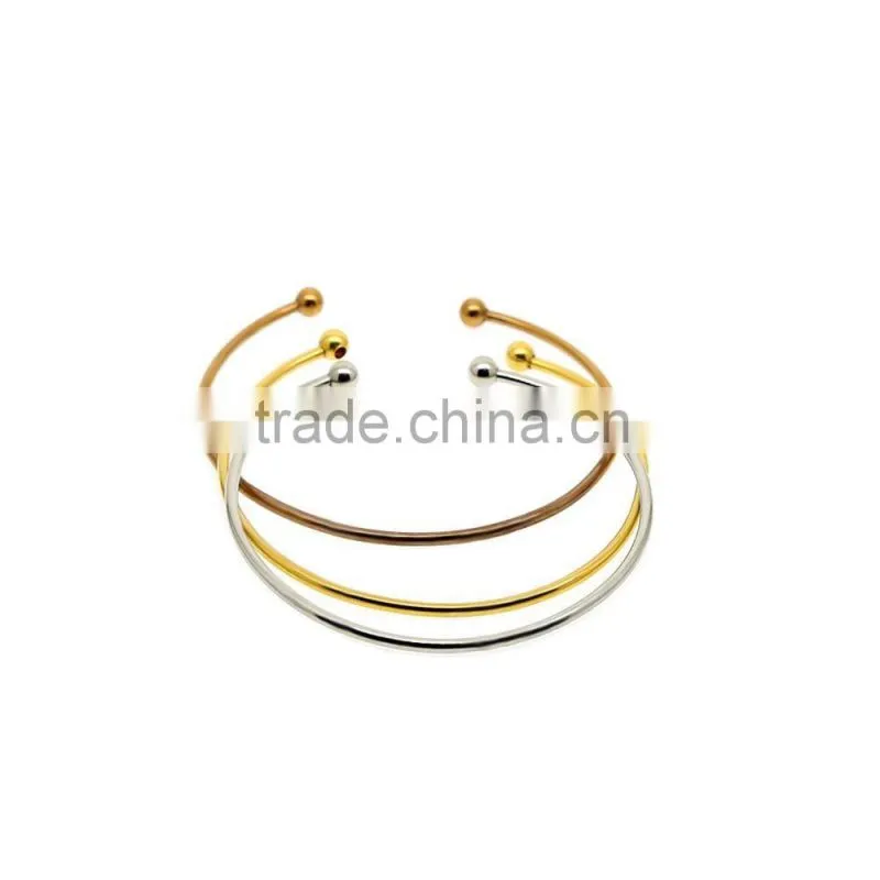 Stainless steel 2mm wire bangle adjustable wire bangle steel,gold,rose gold pvd acceptable
