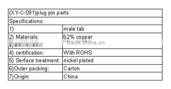 (XY-C-091)plug pin parts with UL certification