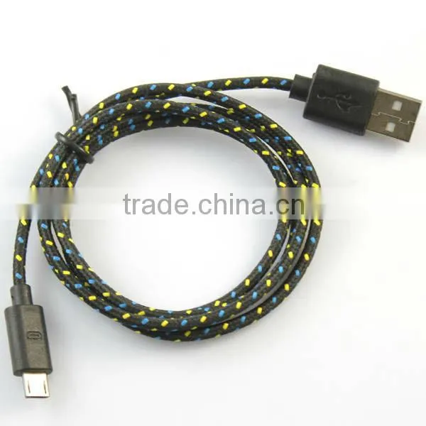 3ft Durable Fabric Braided Micro USB Sync & Charge Cable for Samsung Galaxy