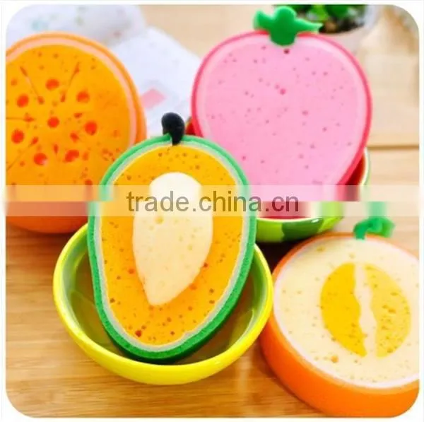 J195 4types Fruit Sponge Cleaning Cloth sponge scouring pad