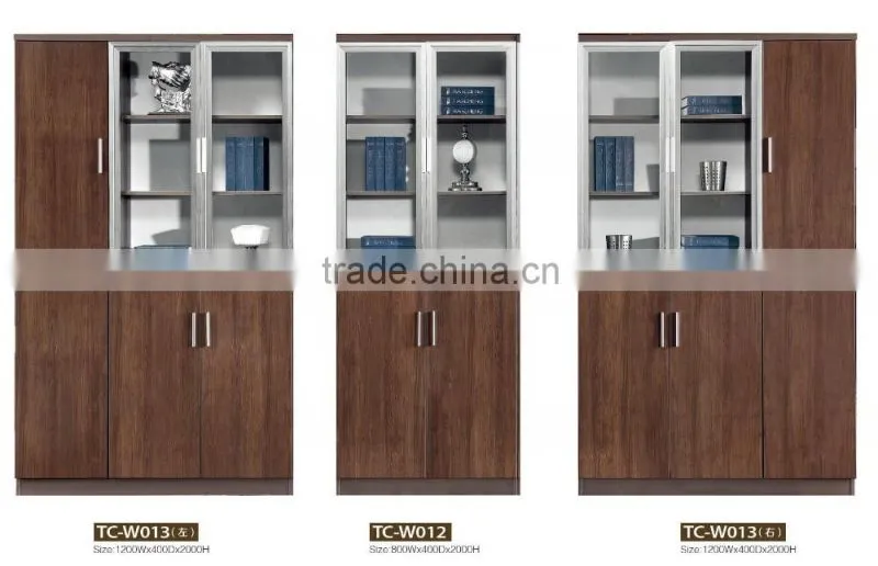 MDF wood glass door cabinet