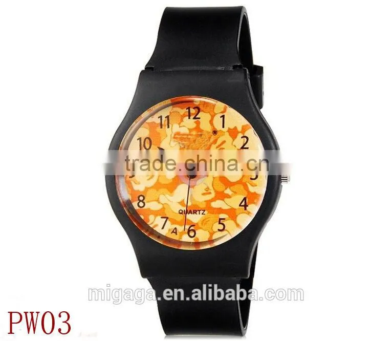 Most fashion teen color sports plastic watch