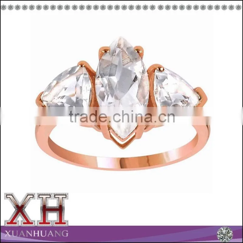 China Jewelry Sterling Silver White Cubic Zirconia 3 Stone Ring Design