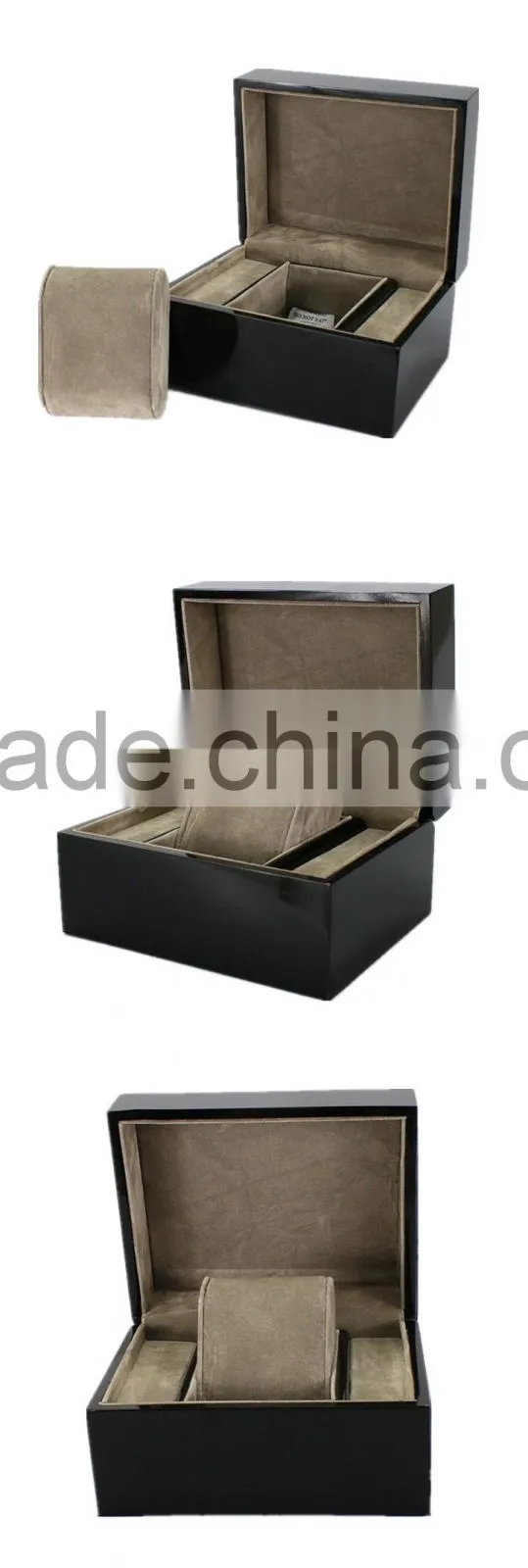 Black Lacquered Finished Wood Watch Gift Box Watch Packaging Box