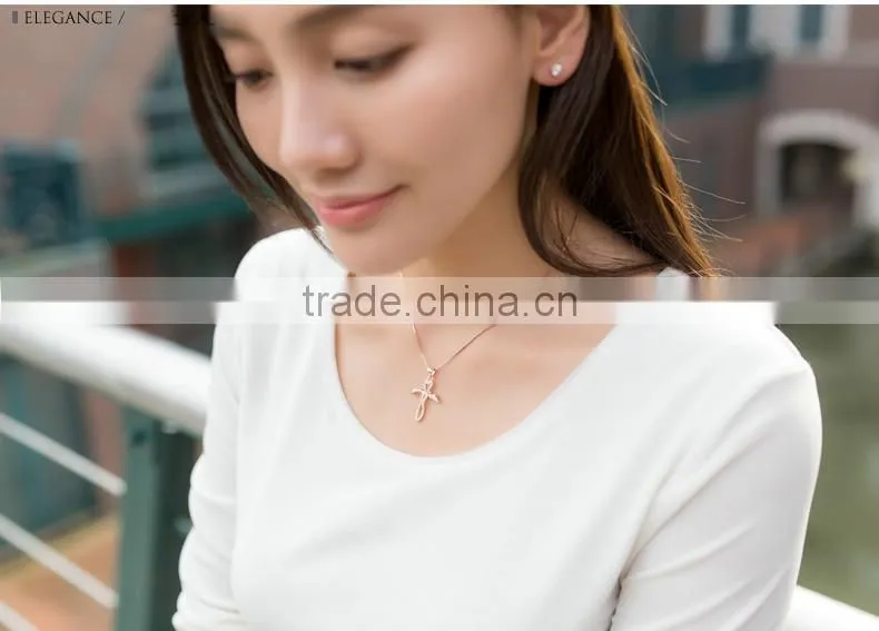 Rose gold plated 925 silver cross necklace