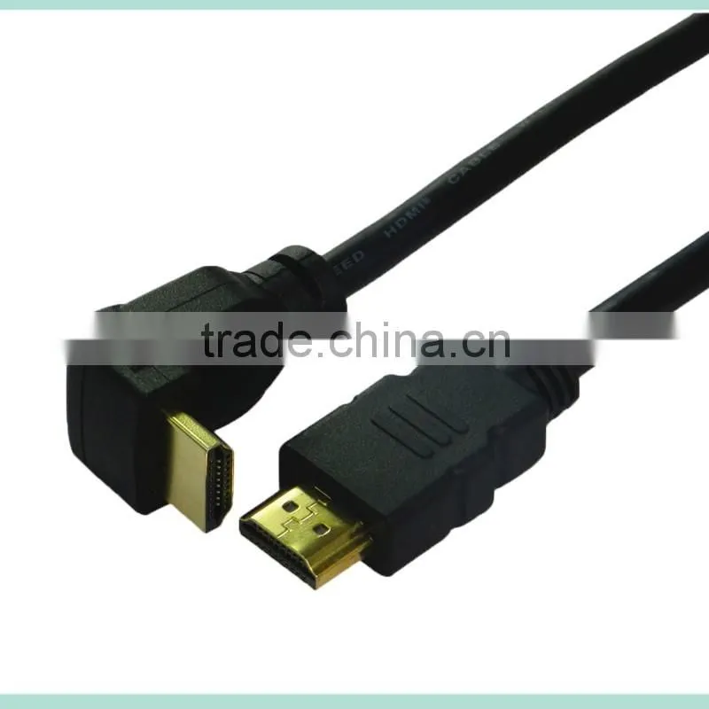 90Degree HDMI 19 pin Male to Male cable with Ethernet support 3D and 4K