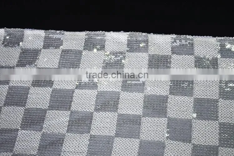 Plaid sequin embroidery wedding table runner wholesale