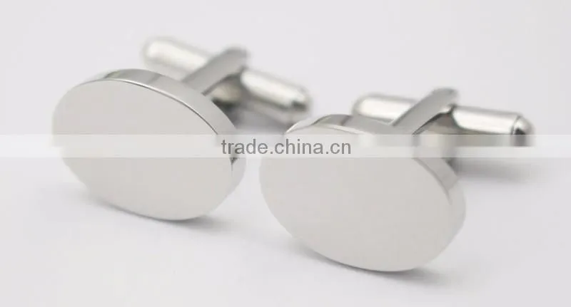 Personalized Your Logo Sliver Oval Blank Cuff Links