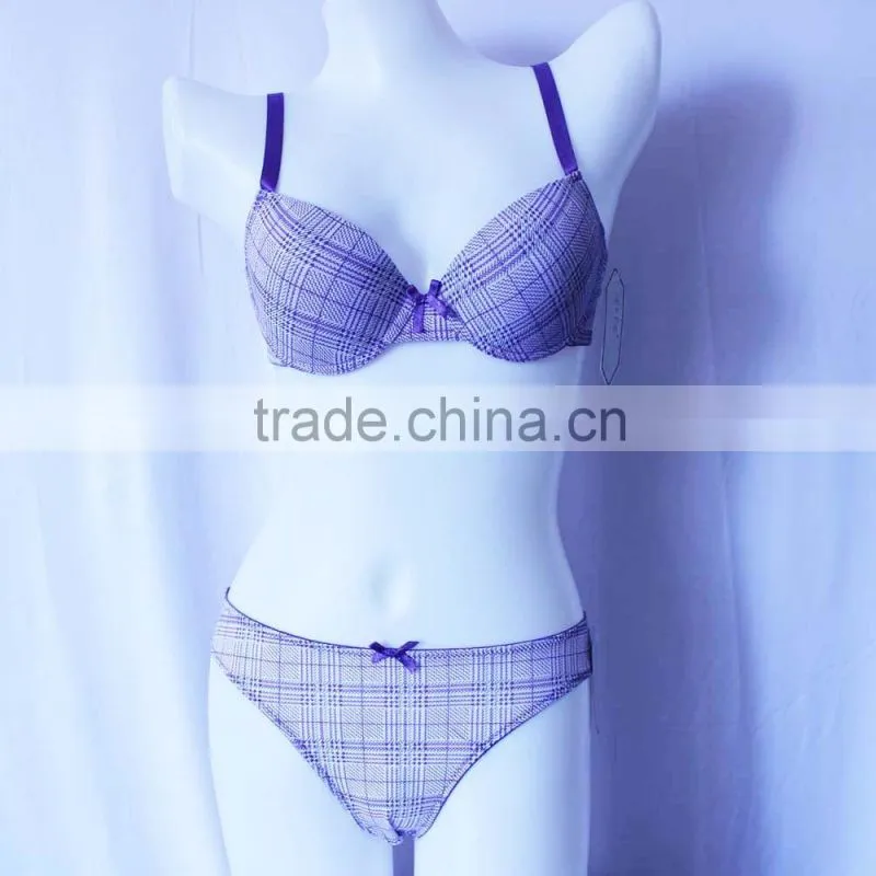 New design girls cotton sexy bra and panty custom