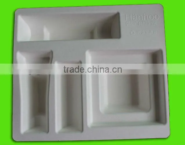 Eco-friendly recycled sugarcane molded pulp packaging tray