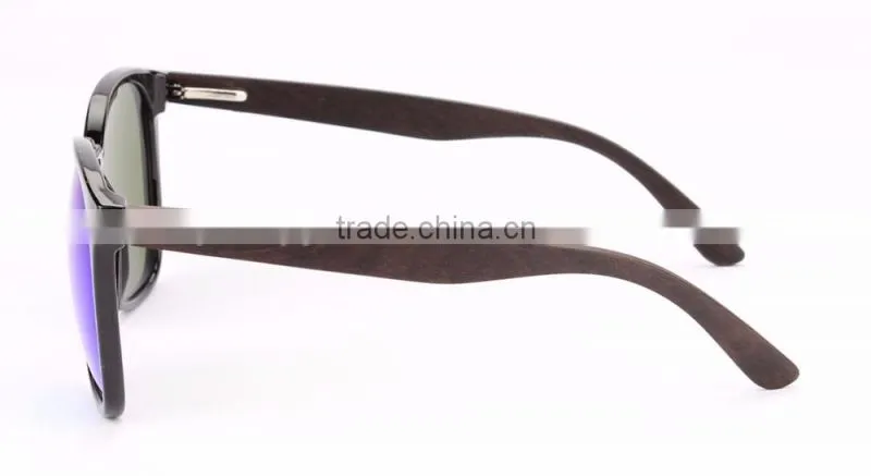 JMP608 Plastic Frame Blue UV400 Lens Ebony temple wood Sunglasses