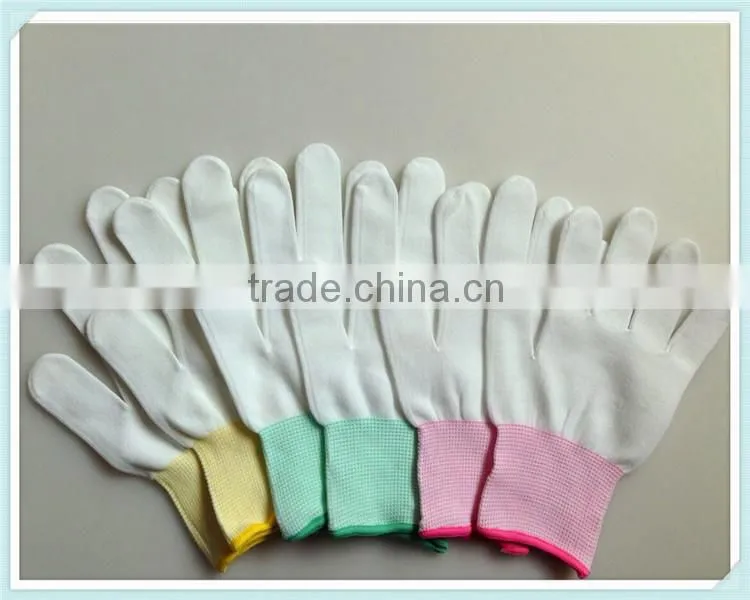 High-tech electronics industry used 13 gauge knitted white Nylon Gloves 4131