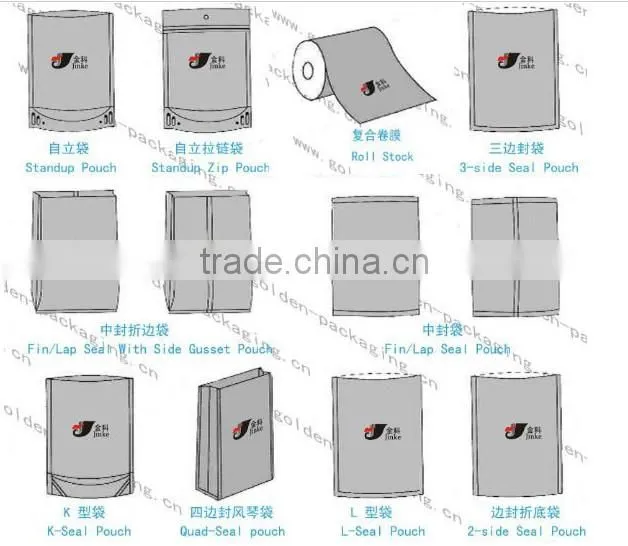 250g plastic tea packaging bag stand up tea bag