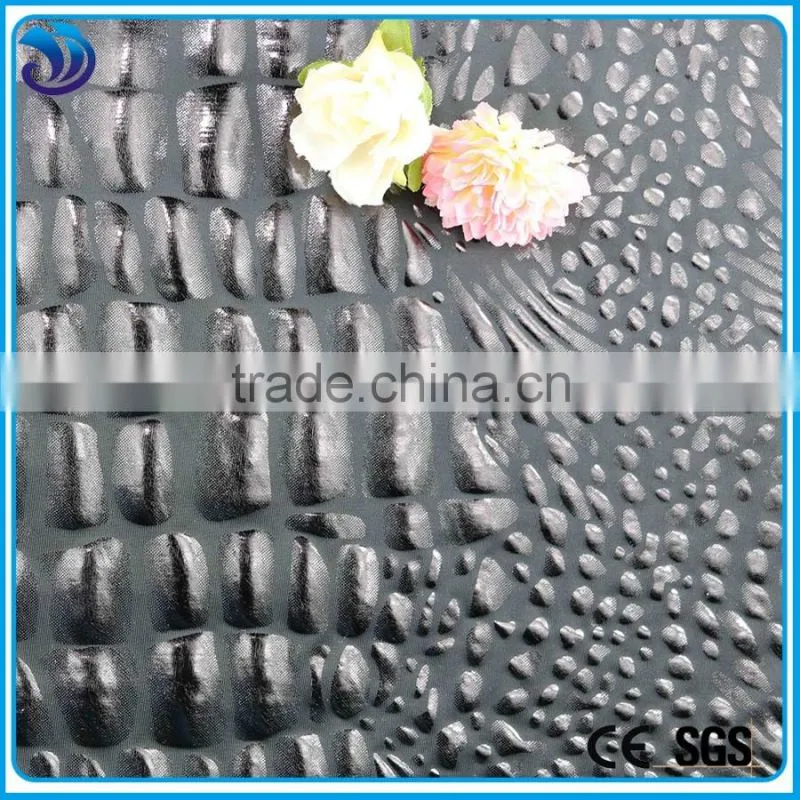 polyester spandex good stretch black shiny hot stamping fabric