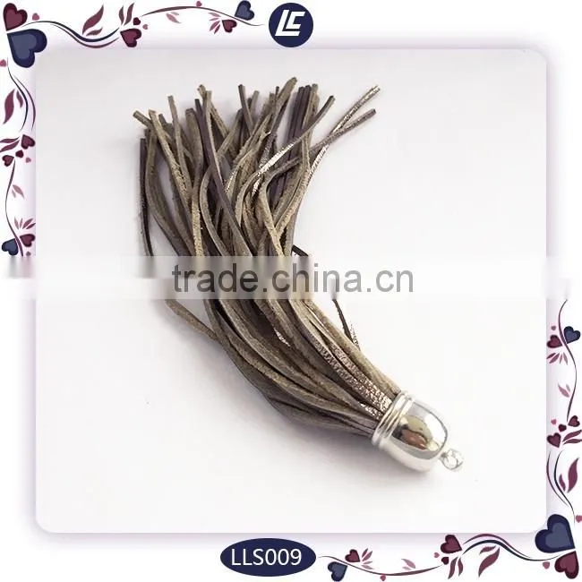 Hot mix color Lichee Pattern Leather Tassel With Silver Or Golden Cap For jewelry