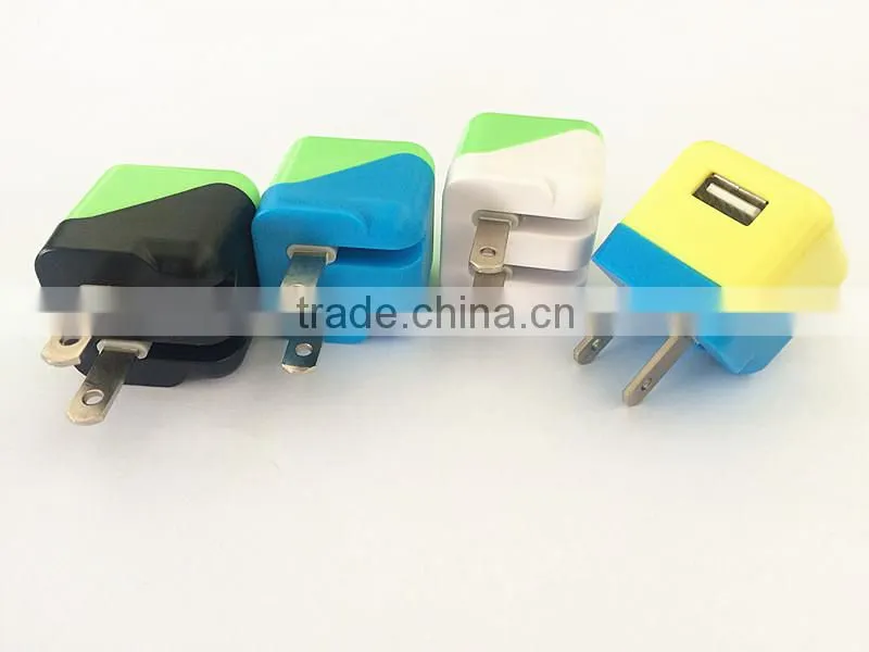 Customized colors univesal single USB US plug charger adapter 5V 1A for Smartphones