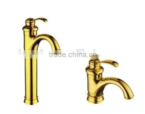 Modern Design Ceramic Cartridge Gold-plating Bathroom Faucet