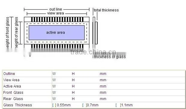 transparent 7-digit 7 segment TN LCD Display